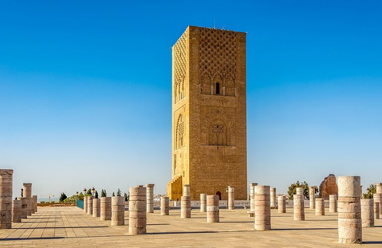 Hassan Tower near Mausoleum Mohammed V. in Rabat Morocco