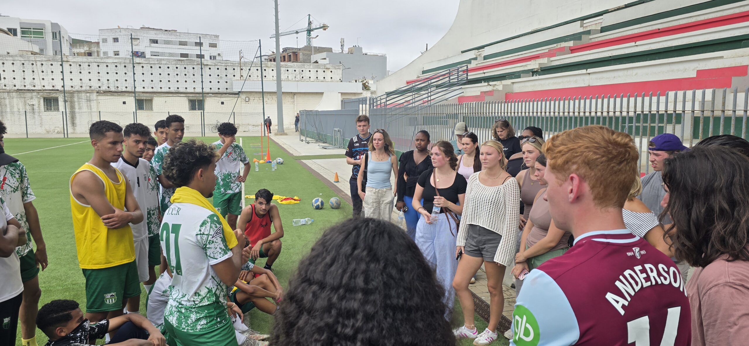 University of South Carolina students visiting the Mohammed VI Football Academy in Rabat, Morocco